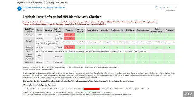 HPI Identity Leak Checker